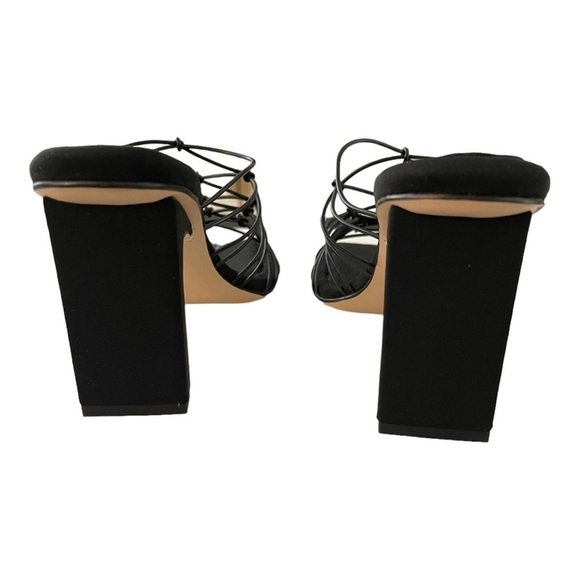 Good American Knotted Strappy Slip On Mule Block Heel Shoes NWT Size 7.5 - Picture 3 of 5